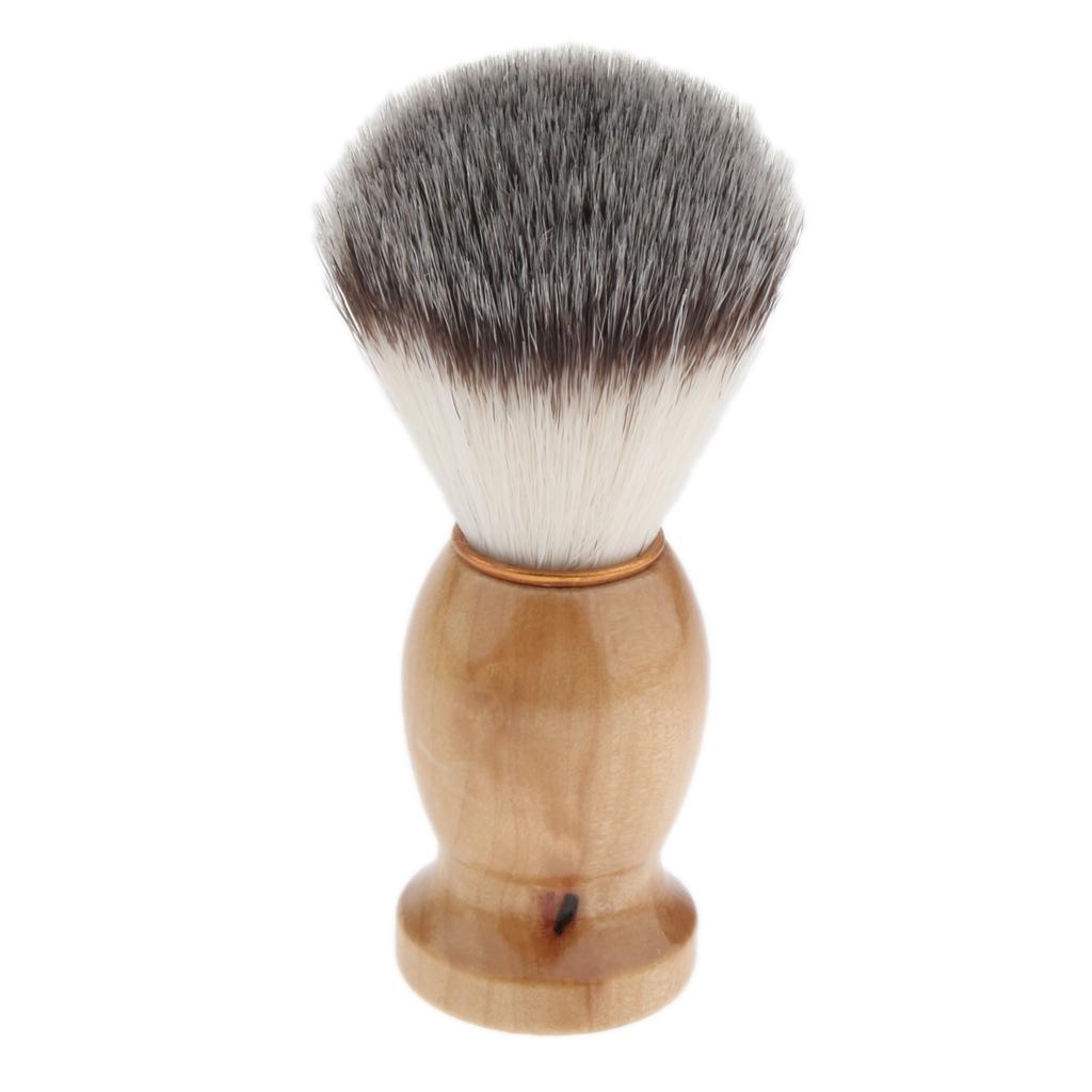 3pcs Natural Beech Wood Shaving Brush Bowl Mug Cup Stand Holder Kit For Men