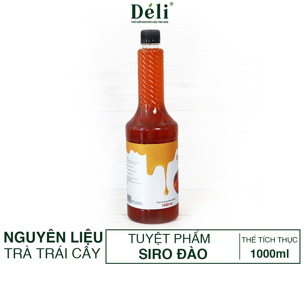 Siro Đào Déli chai 1lit [CHUYÊN SỈ] HSD: 12 tháng, nguyên liệu chuyên dùng trong pha chế