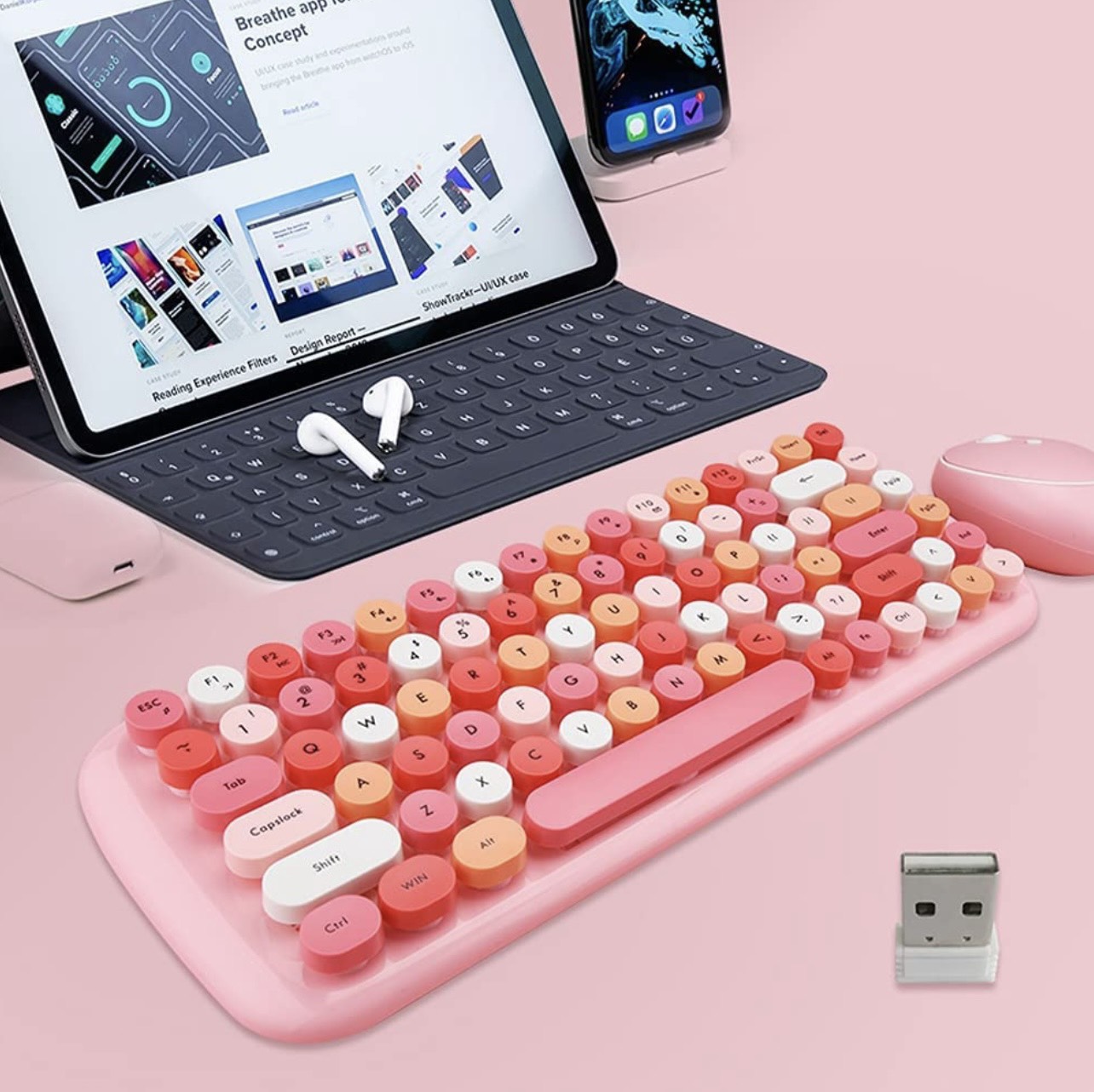 MOFII CANDY - Combo bàn phím và chuột không dây Mofii Candy 84 phím kết nối USB 2.4g dành cho điện thoại, ipad, laptop, macbook, tivi siêu đẹp - Hàng chính hãng