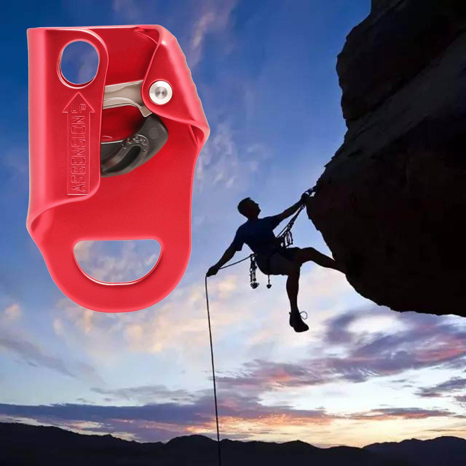 Climbing Hand Ascender Pulley Gear Rope Aviation Aluminum for Caving Roofing Red