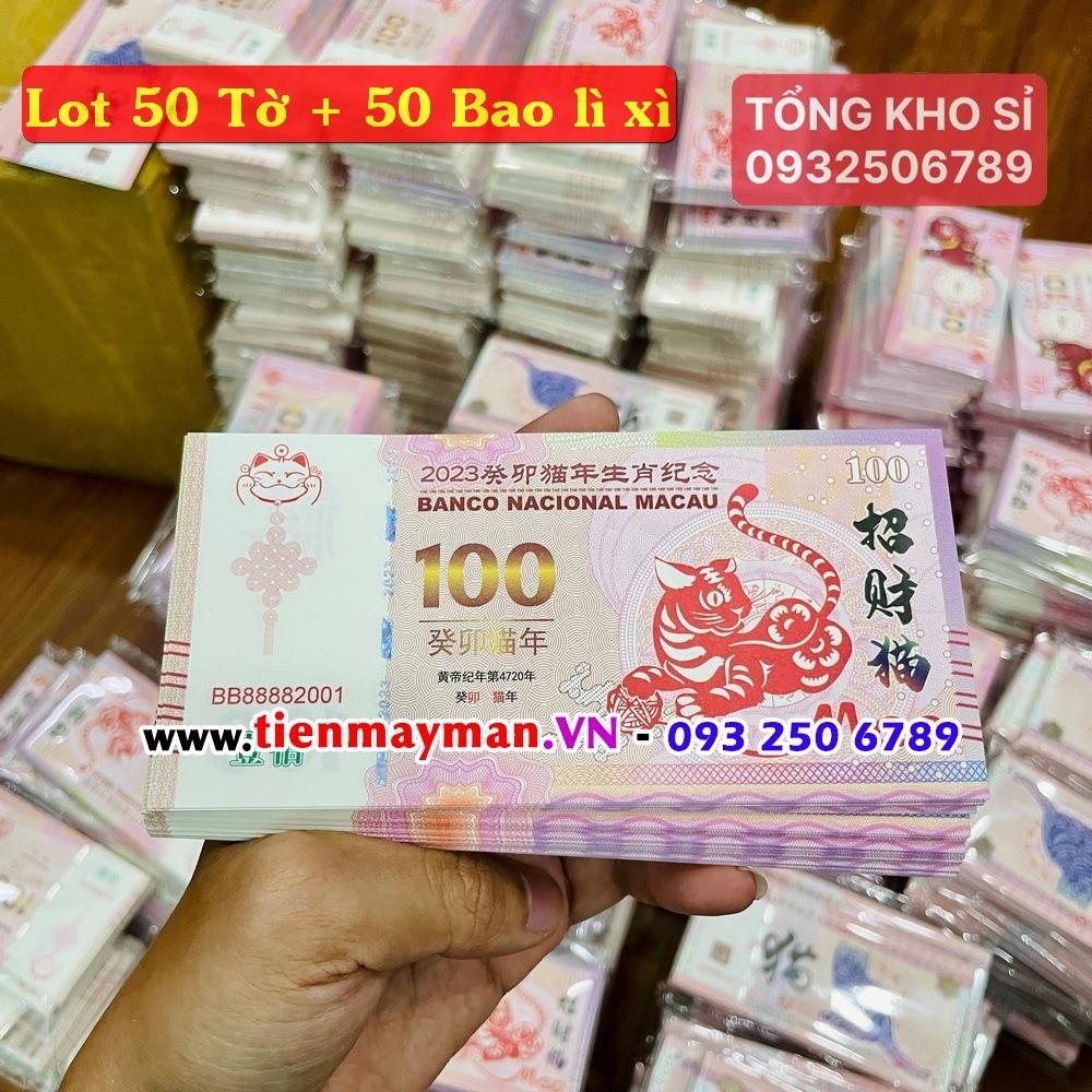 [COMBO 50 tờ] Tiền Macao 100 hình con Mèo lưu niệm, Tiền 100 Macao con Mèo Lì Xì 2023, Tiền lì xì tết 2023 , NELI