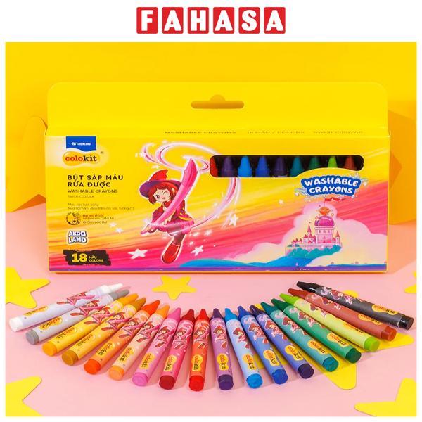 Hộp 18 Bút Sáp Màu Rửa Được - Nhân Vật Futy Akooland Thế Giới Học Cụ Thần Kỳ - Colorkit SWCR-C002/AK