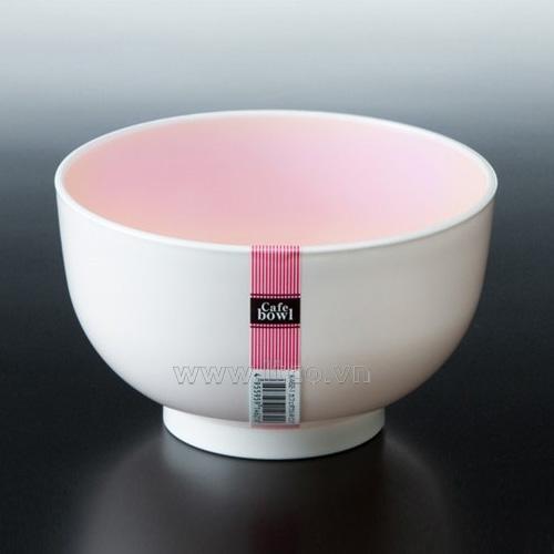 Tô nhựa tròn màu trắng lòng màu hồng - xanh 136 x 81Hmm nội địa Nhật Bản