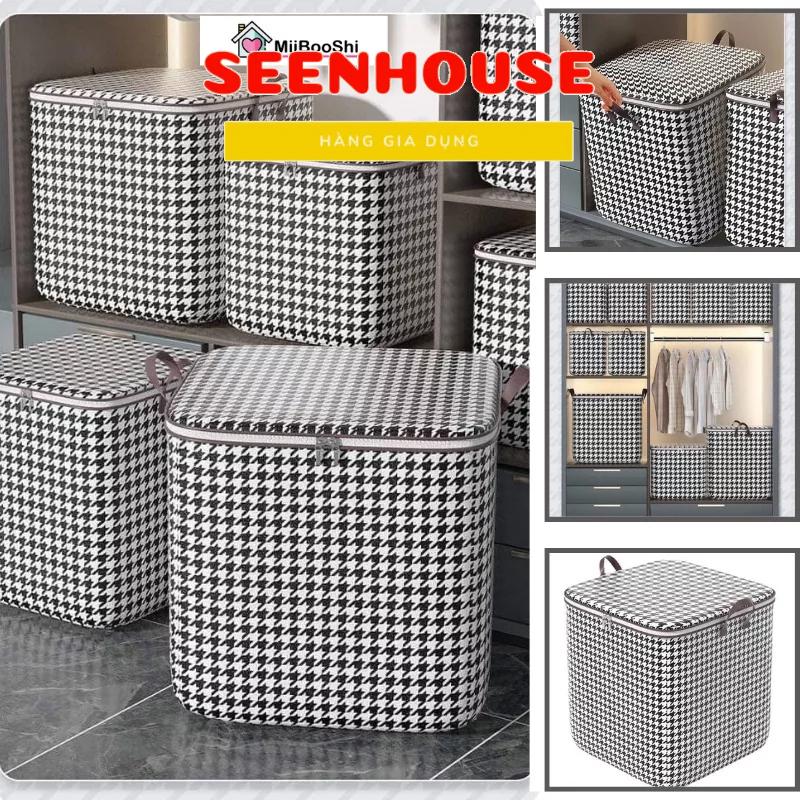 Giỏ đựng đồ size lớn 100L kẻ CARO - Giỏ đựng - túi đựng chăn màn quần áo cỡ lớn SEENHOUSE