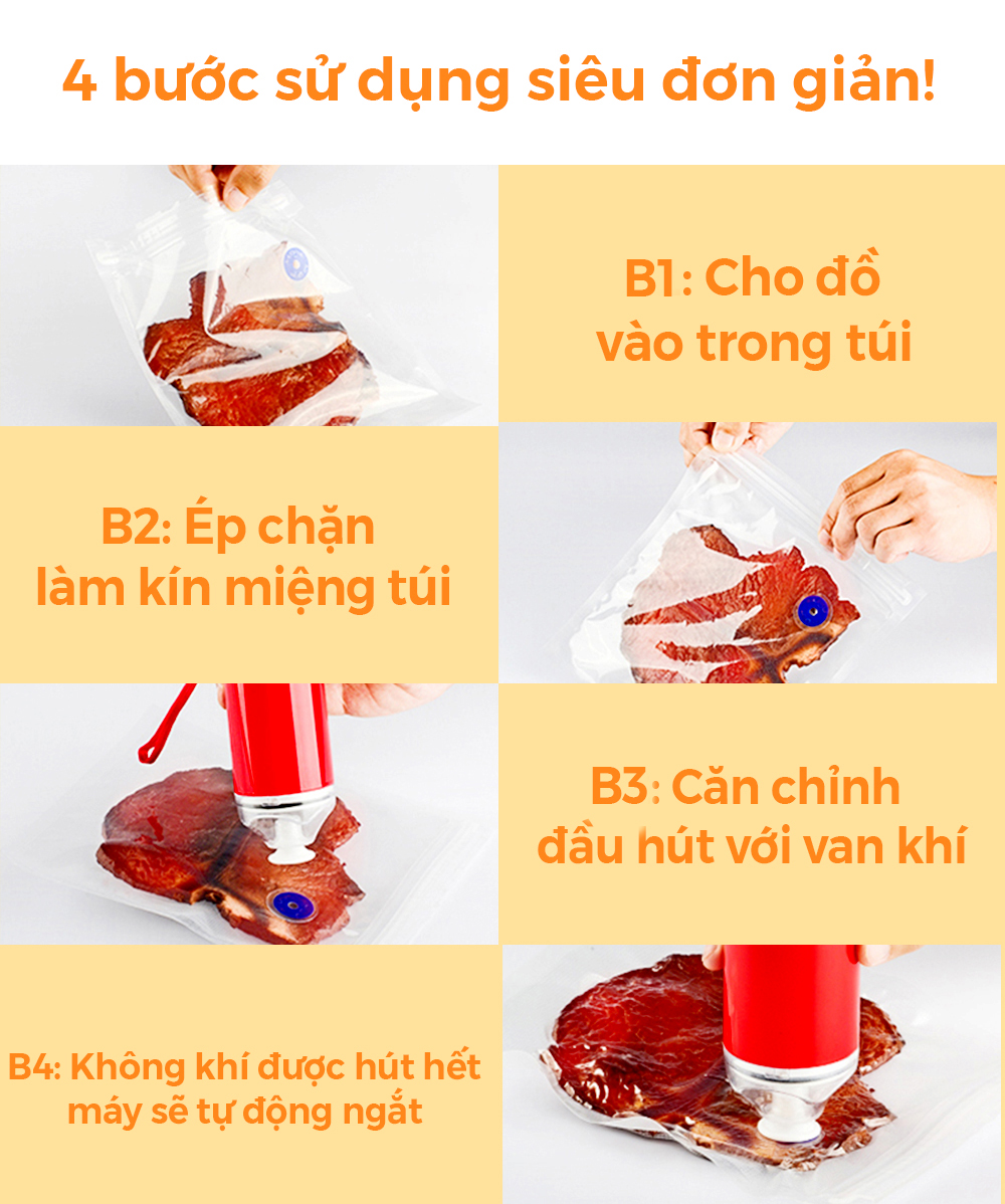 Máy hút chân không kèm túi hút chuyên dụng trợ thủ đắc lực cho căn bếp nhà bạn ( màu  ngẫu nhiên)