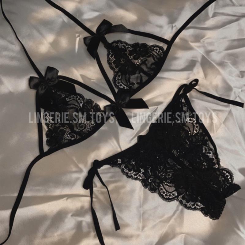 LST9013 - Bralette Ren Mềm Gắn Nơ Gợi Cảm - Áo Một Lớp Ren Phối Cutout Lạ Mắt