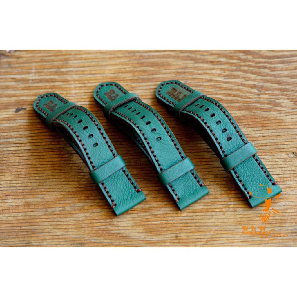 COMBO dây đồng hồ Bundstrap RAM B2 và dòng RAM Green   Da bò xanh lục
