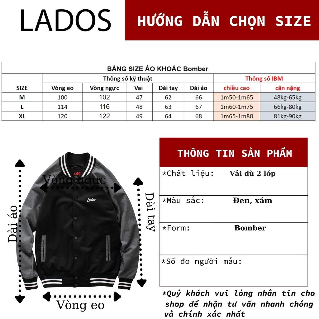 Áo khoác dù bomber nam form đẹp Lados - 2047 chính hãng, có nút bấm thời trang