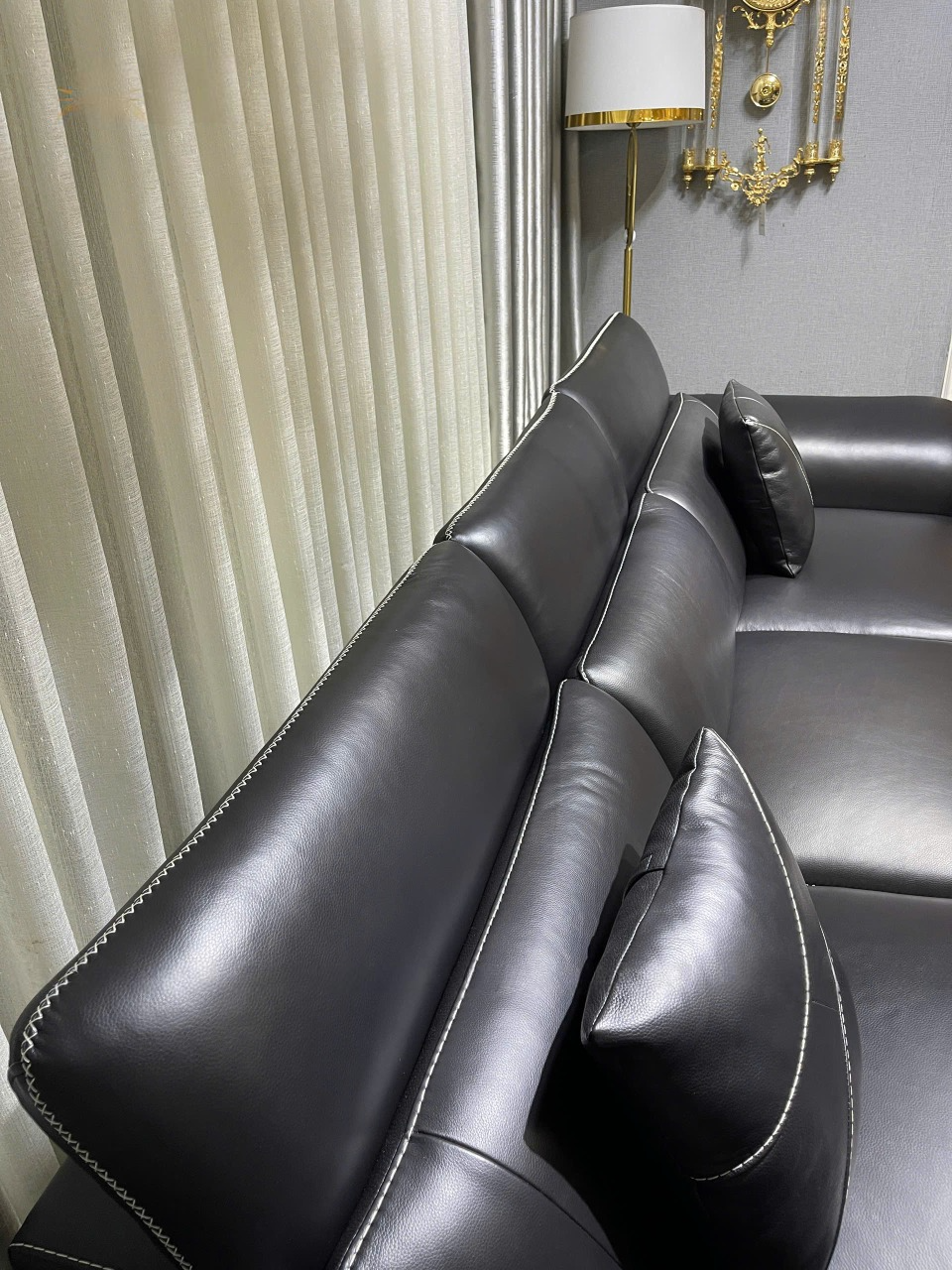 Sofa góc L da bò Italy Juno sofa SFLCT28 dài 2m9 x 1m8 - hàng cao cấp chuẩn da bò nhập khẩu Ý