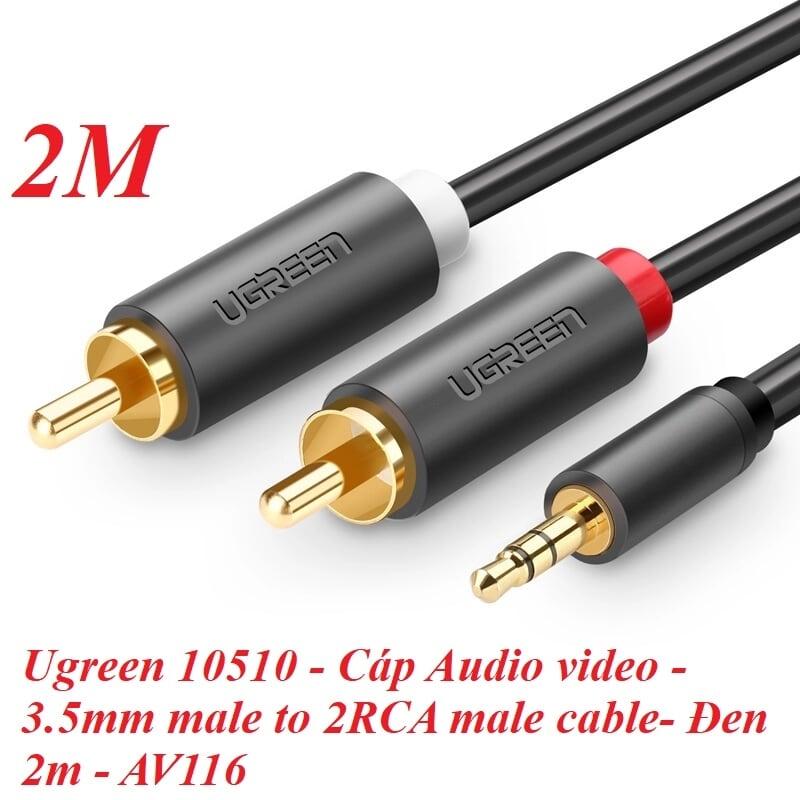 Ugreen UG10510AV116TK 2M màu Đen Cáp âm thanh 2 đầu Bông sen sang 3.5mm dương - HÀNG CHÍNH HÃNG