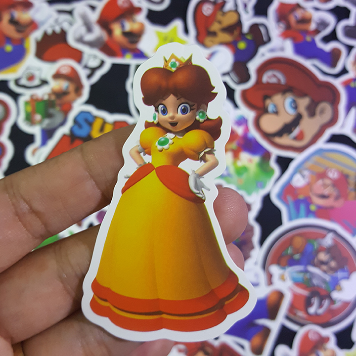 Bộ Sticker dán cao cấp chủ đề SUPER MARIO - Dùng dán Xe, dán mũ bảo hiểm, dán Laptop...