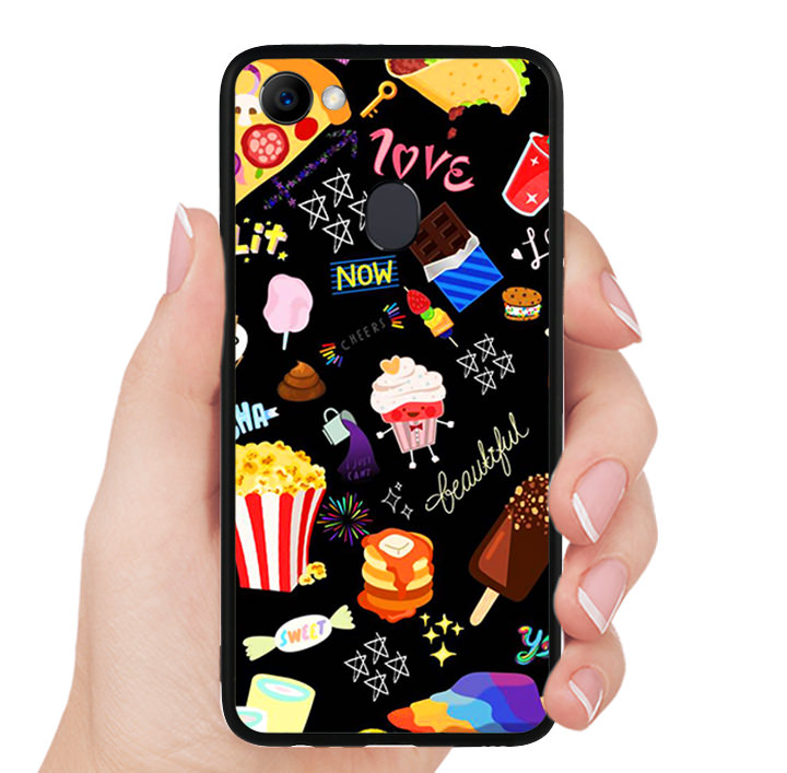 Ốp lưng viền TPU cho Oppo F7 - Food