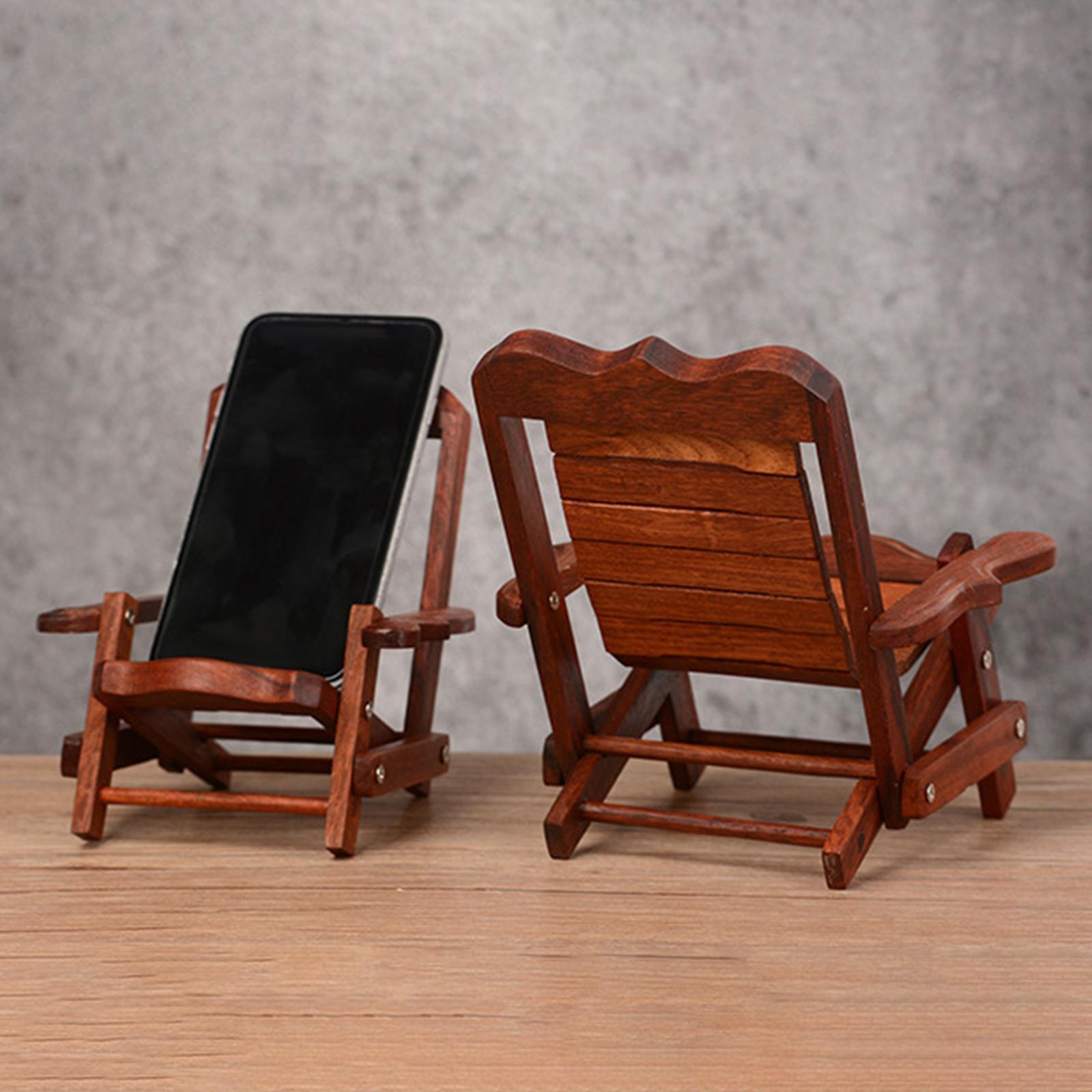 Wooden Deck Chair Desktop Phone Holder Bracket Support Decorative for Travel