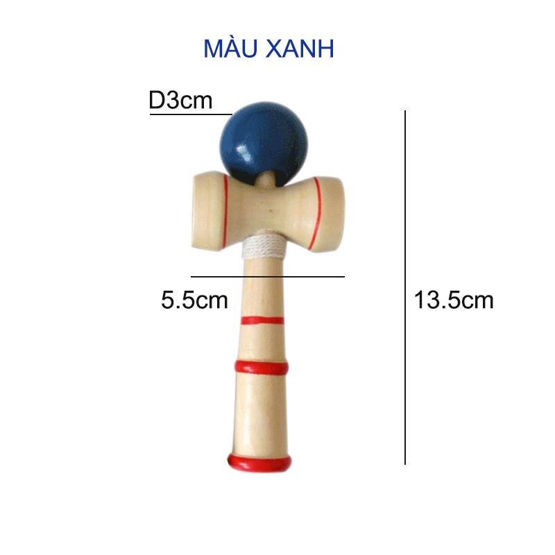 Đồ chơi tung hứng Kendama bằng gỗ tự nhiên, loại nhỏ KD3 (đường kính bóng D3cm)