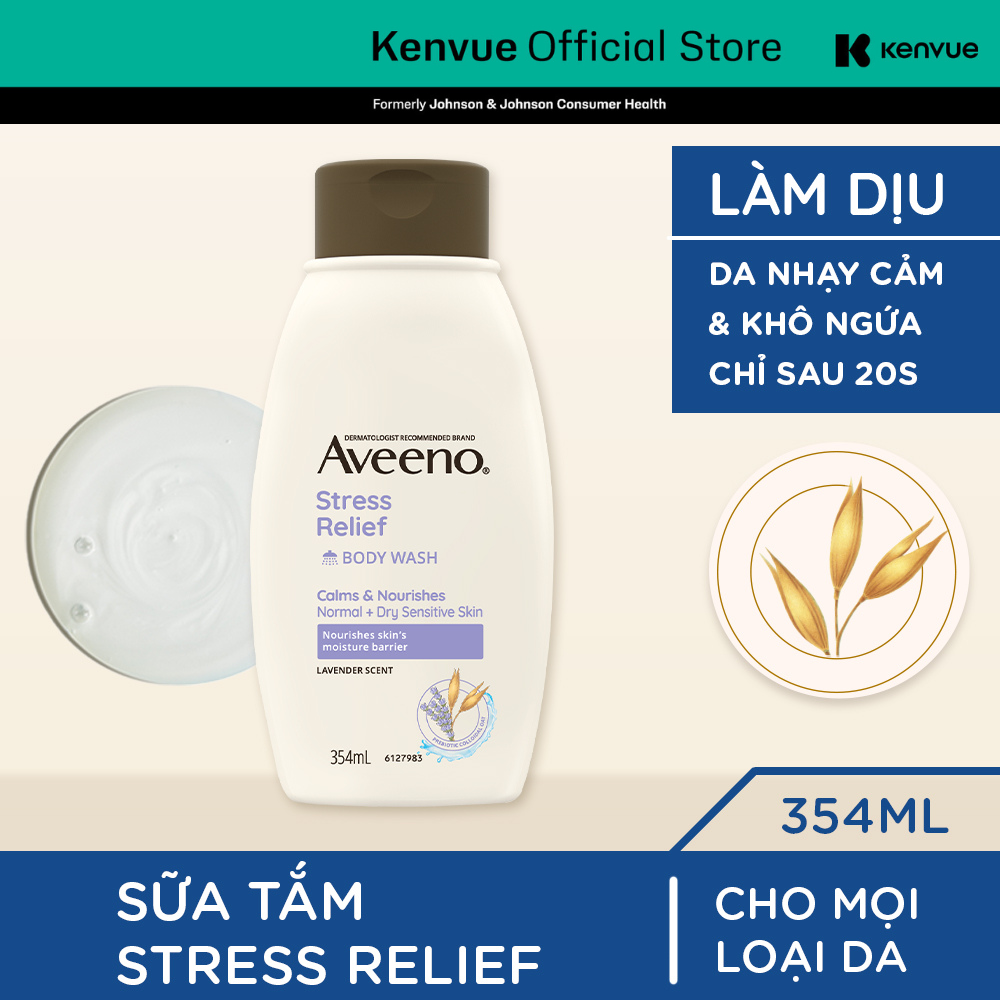 Sữa tắm cho da nhạy cảm, giảm căng thẳng hương lavender Aveeno Stress Relief 354ml