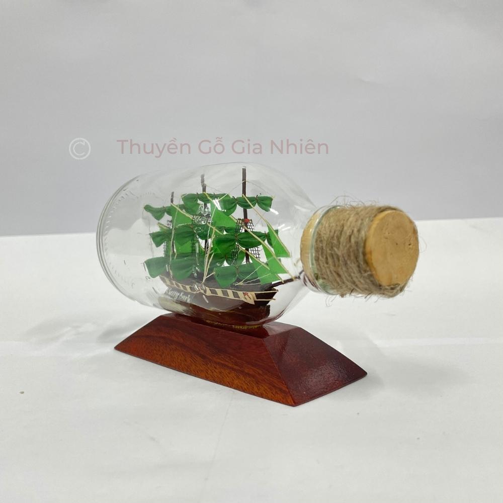 Mô Hình Thuyền Gỗ Trang Trí Phong Thủy Dạng Thuyền Chai CUTTY SARK dạng nằm Chính Hãng, Hàng Xuất Khẩu Chất Lượng Cao