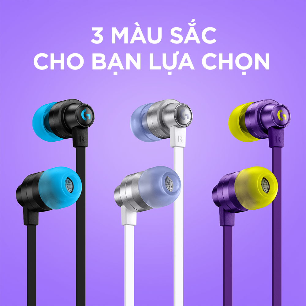 Tai nghe chơi game IN-EAR Logitech G333 - Kết nối giắc 3.5mm và USB type C 4.9 - Màu tím - Hàng chính hãng