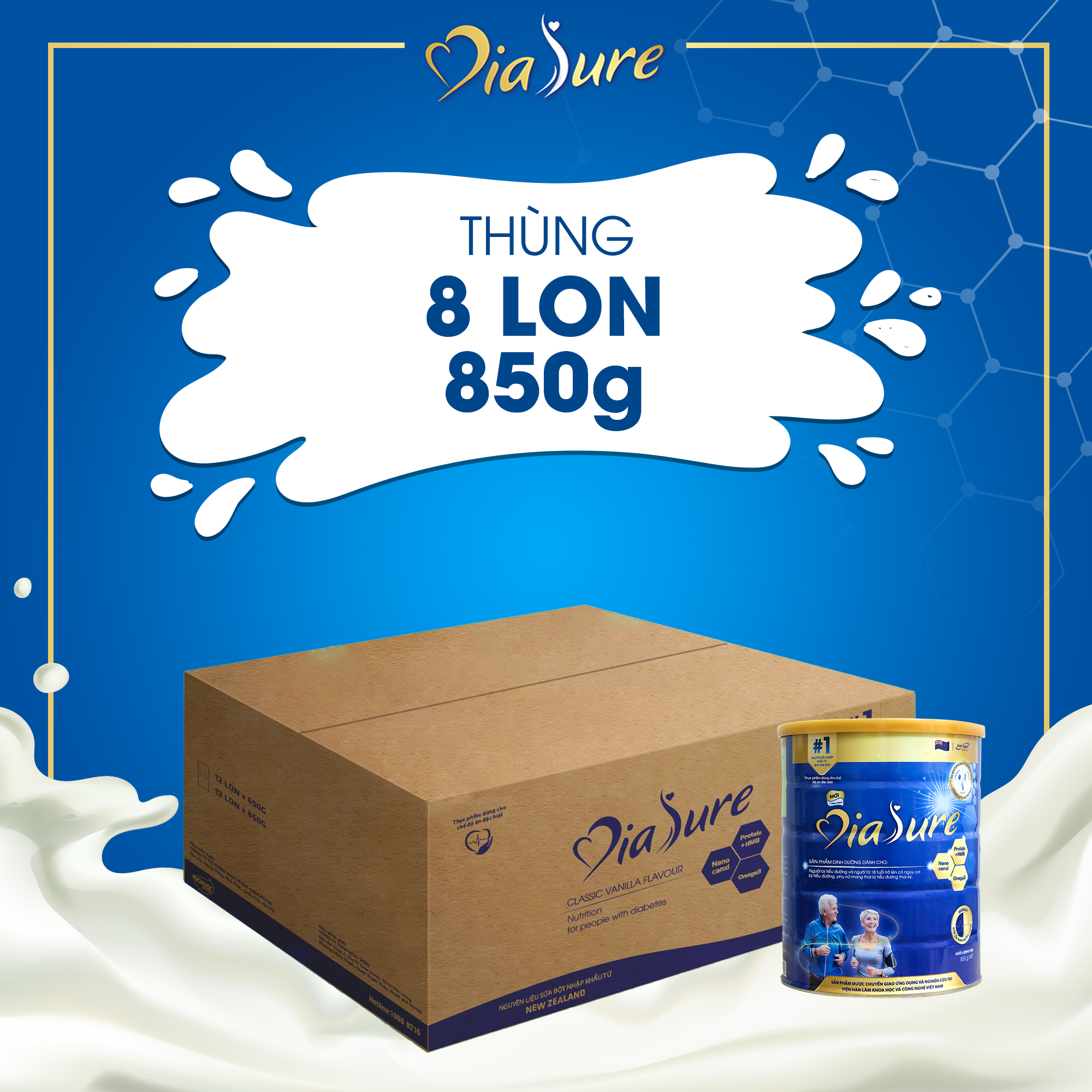 Thùng Sữa Non Diasure Tiểu Đường (8 hoặc 12 LON 850G)