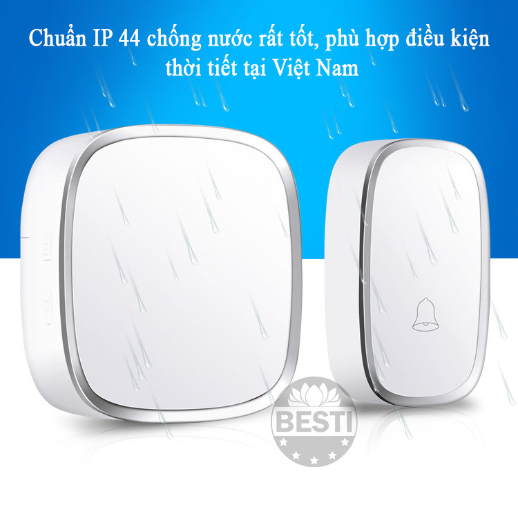 Chuông Cửa Không Dây Thông Minh Besti BT-01, Chống Nước, Khoảng Cách Sử Dụng Trong 300M, 36 Loại Nhạc - Hàng Chính Hãng