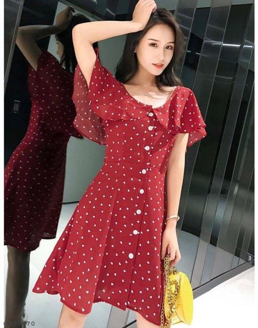 VÁY CHẤM TIM CHO CON BÚ SZ M-2xl kèm ảnh và video thật