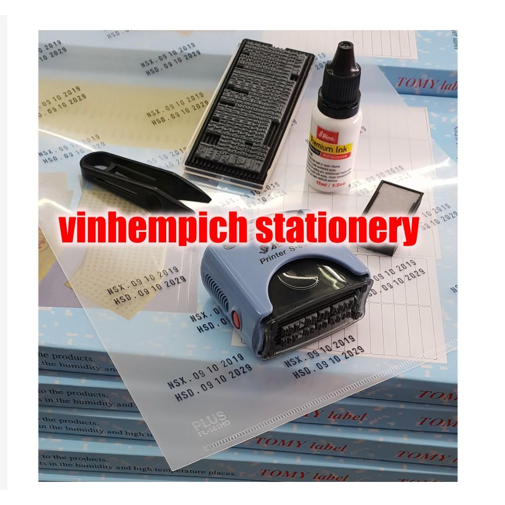 Dấu Shiny Printer s882 NSX HSD đóng ngày tháng năm - Bộ dấu ghép chữ và số đóng chất liệu bao bì nilon đóng date 2 dòng