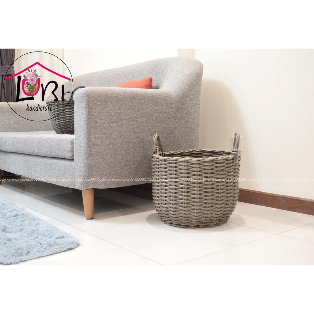 - Sọt đựng đồ đan dây nhựa bộ 3 hình tròn bầu đáy - siêu bền, đẹp, sang trọng