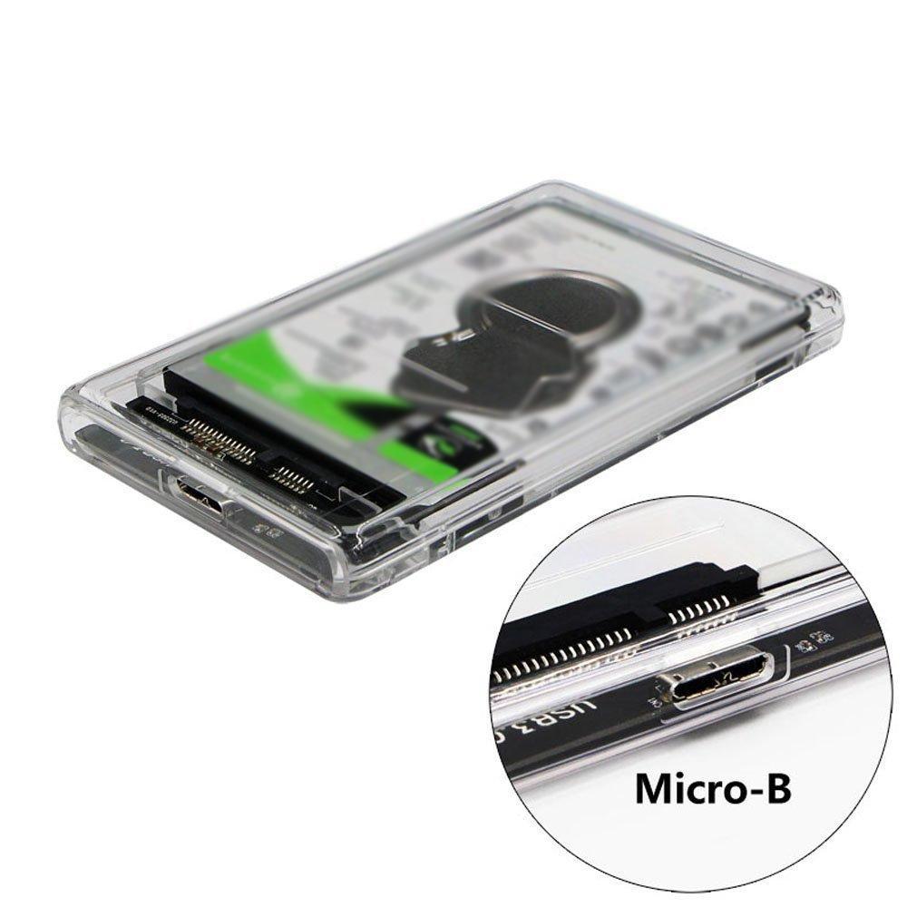 2.5 Inch Sata to Micro B Transparent Hard Disk Box Usb3.0 Mobile Hard Disk Box Usb-c Read Notebook Hard Disk Transparent