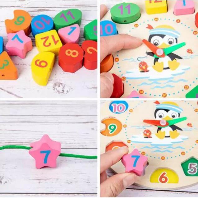 Đồng Hồ Hình Khối Xâu Dây - Đồ Chơi Trí Tuệ Cho Bé