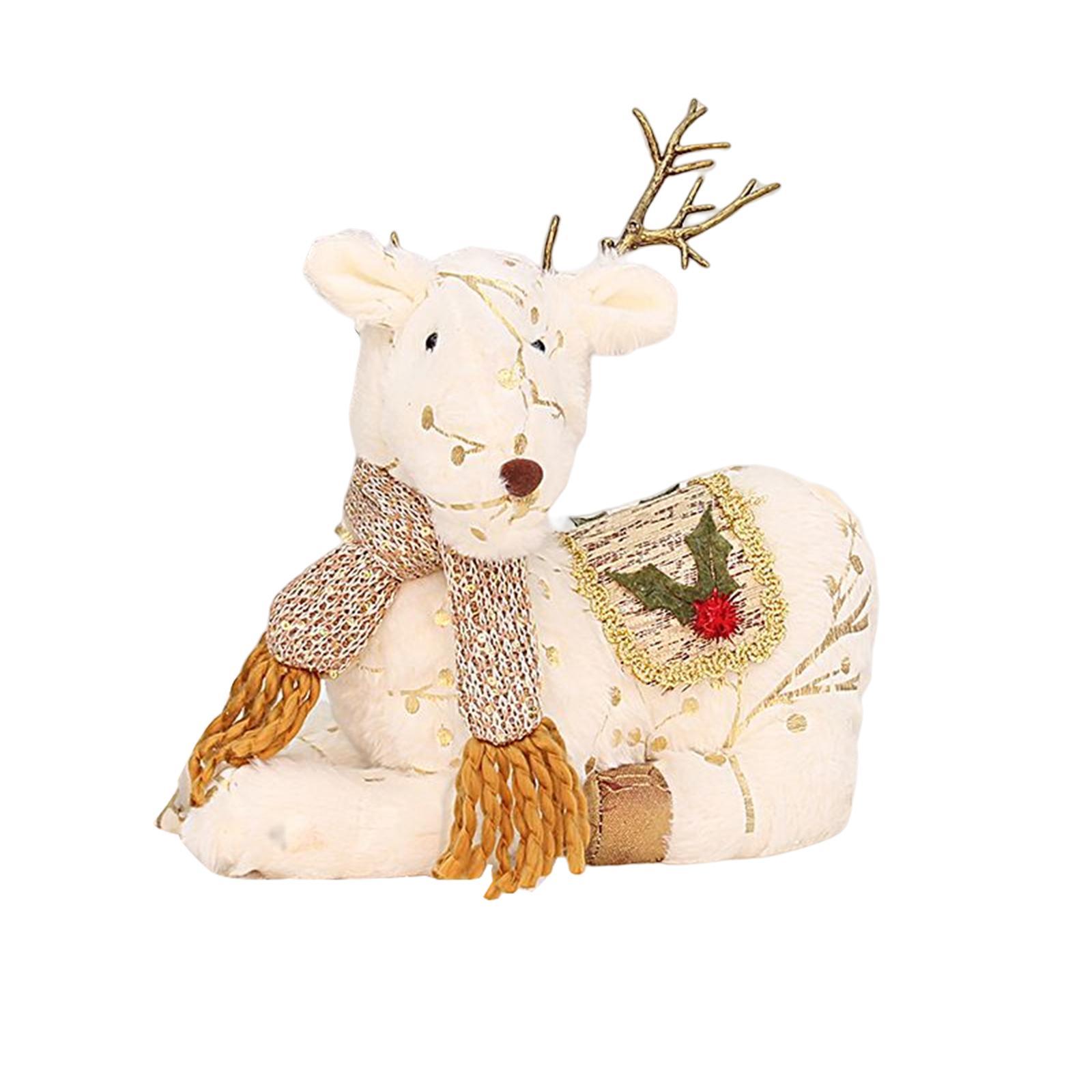 3Pcs Christmas Reindeer Stuffed Animal Creative Plush Elk Office Home Decor