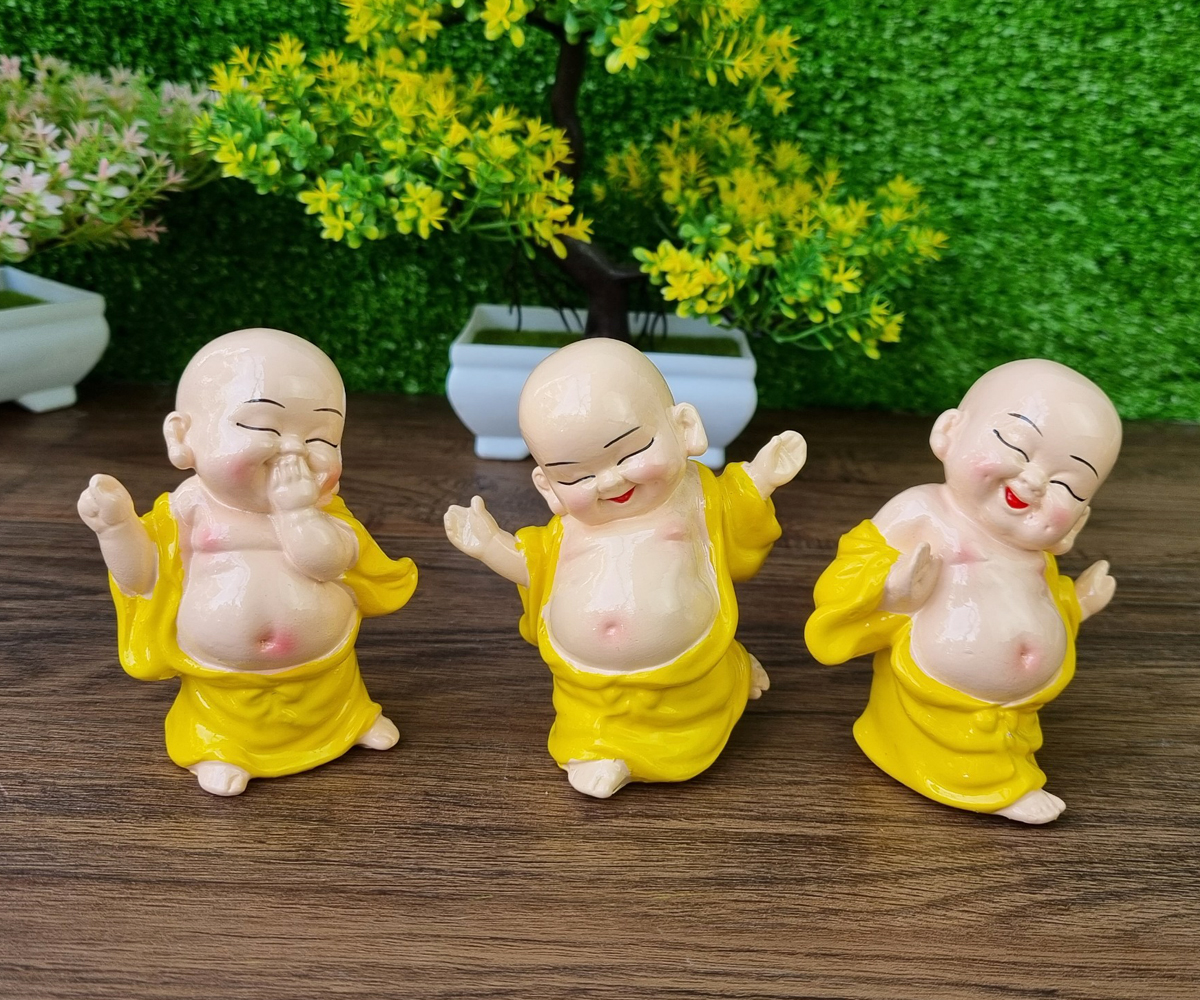 Tượng chú tiểu hoan hỉ 9cm bằng đất sét nung