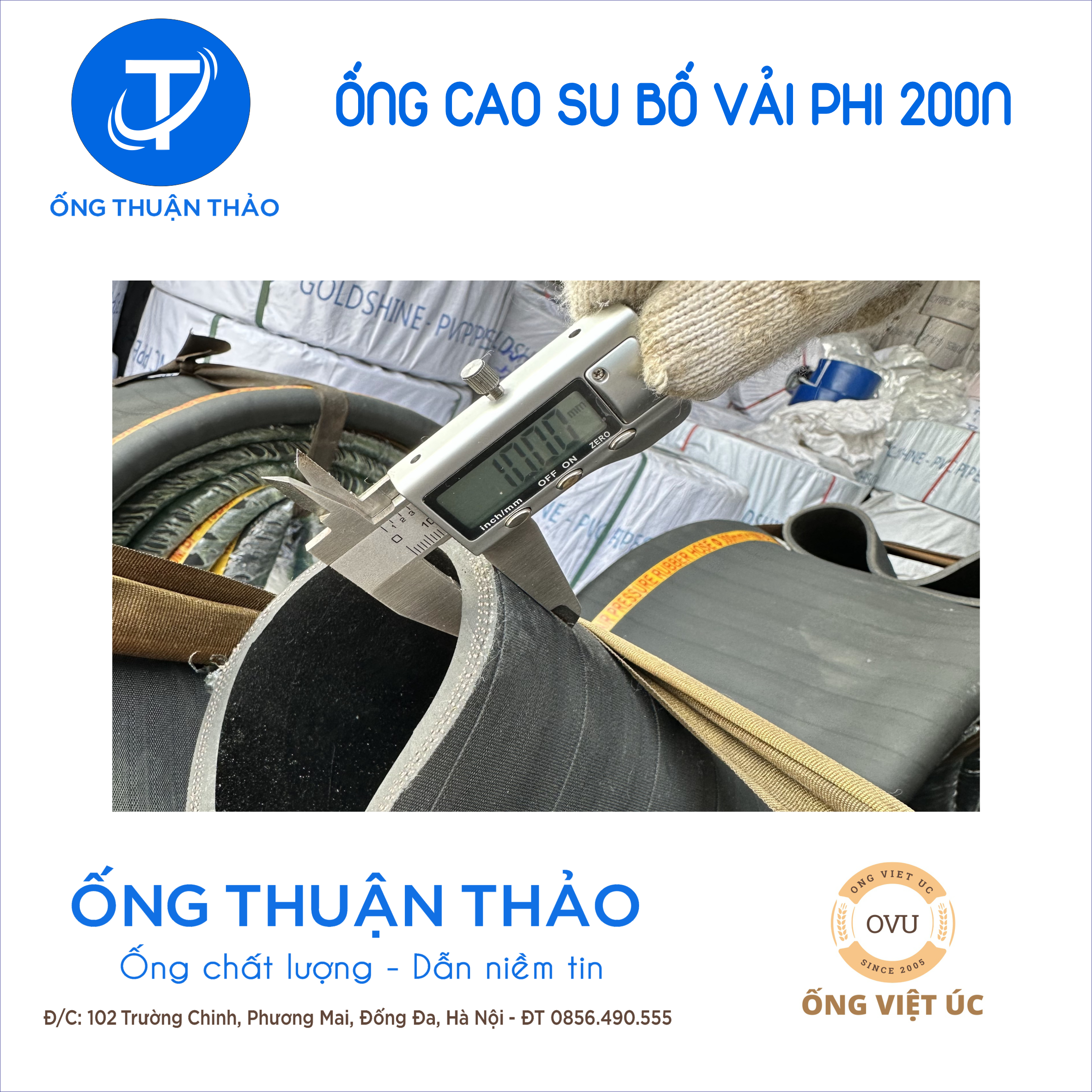 Ống cao su bố vải KT phi 200MM CUỘN 10 MÉT Nhập Khẩu - Ống Chống Phá Chống Nổ  THUẬN THẢO