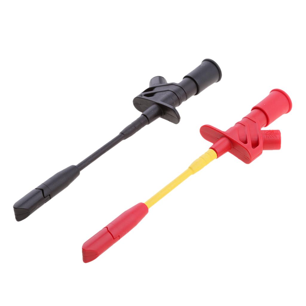 2x Insulated Quick Piercing Test Clips Multimeter Test Probe Spring Load