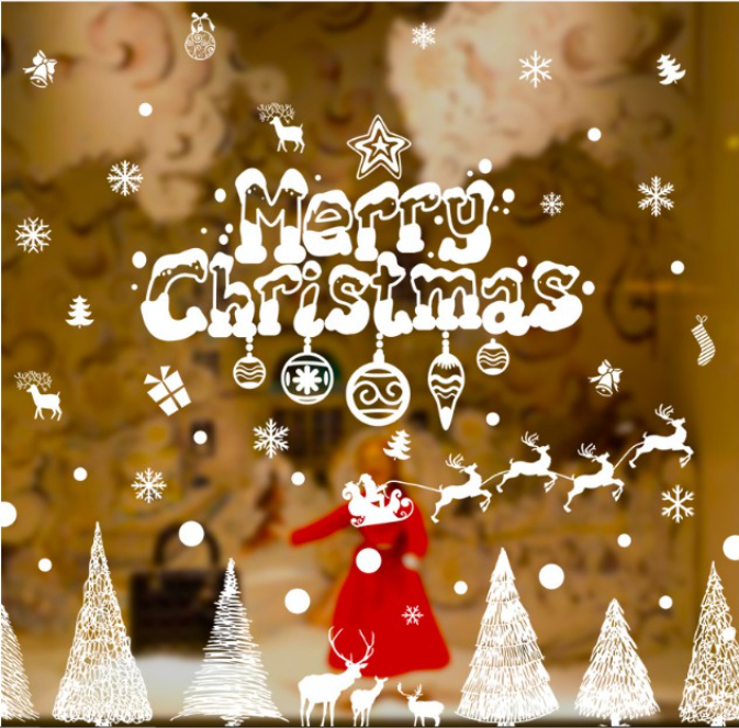 Decal trang trí tường Noel - Rừng Thông Sợi Trắng Xinh Xắn