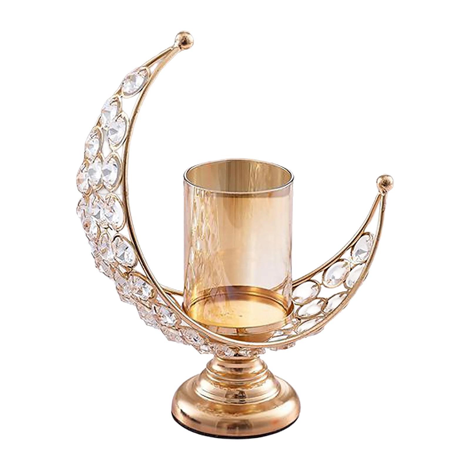 Pillar Candle Holder Moon Shape Candlestick Holder Metal Craft Dining Table Bedroom Wedding Centerpiece Home Decoration Tealight Holder