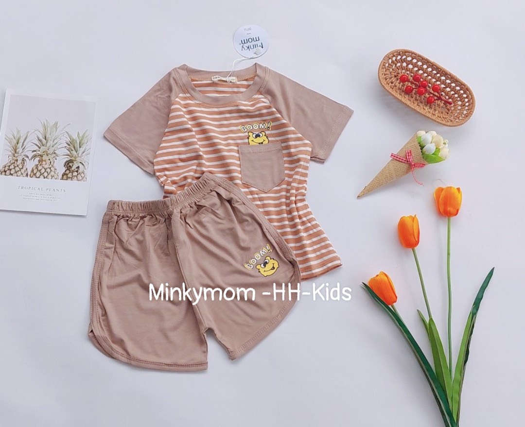 Bộ cộc tay cho bé gái/ bé trai minky mon size 8-29kg vải thun lạnh