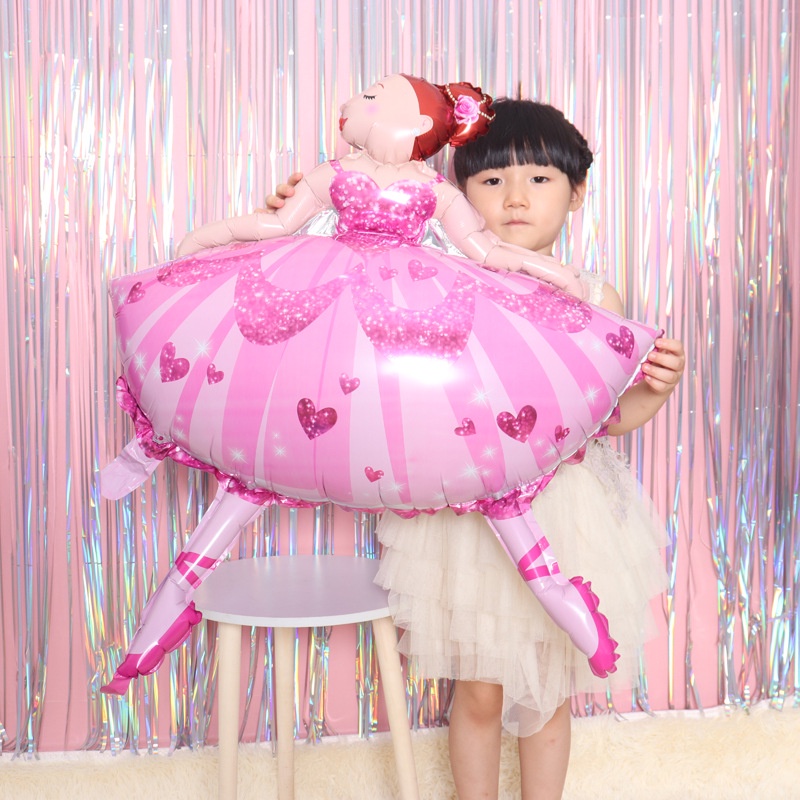 Bong Bóng Nhôm Hoạt Hình Công Chúa Bale Cô Gái Múa Bale Trang Trí Sinh Nhật Happy Birthday Cho Bé, Phụ Kiện Chụp Ảnh