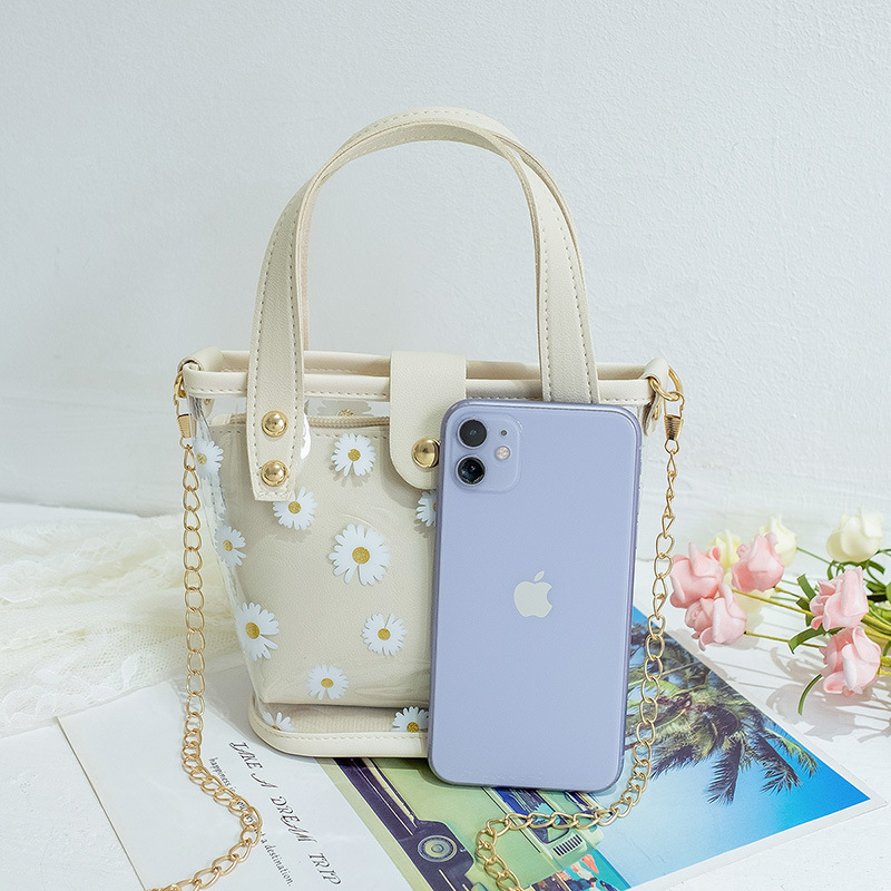 Túi Đeo Chéo Bằng PVC Trong Suốt Họa Tiết Hoa Cúc Xinh Xắn Đa Năng Nhiều Màu Sắc Jess50