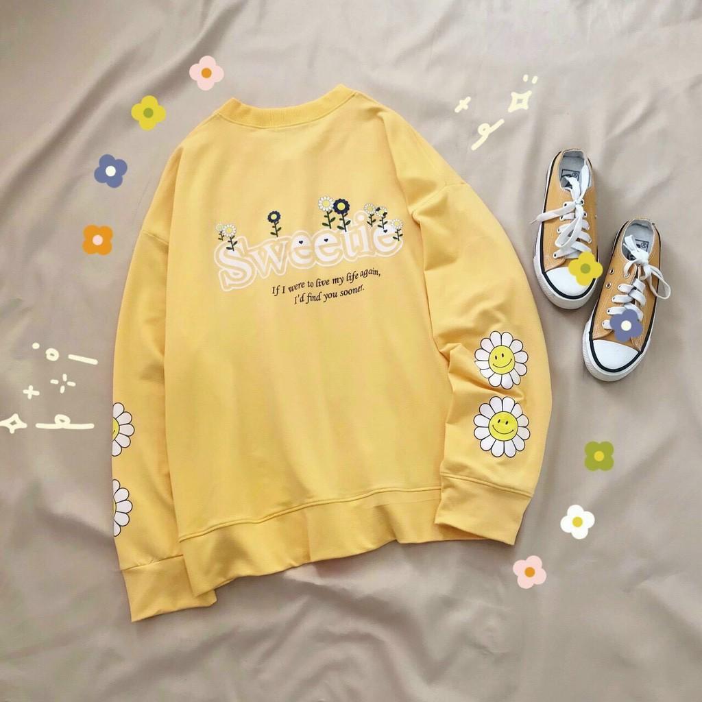 ÁO KHOÁC NỈ KHUY CÀI CADIGAN IN HOA CÚC NỮ MỚI