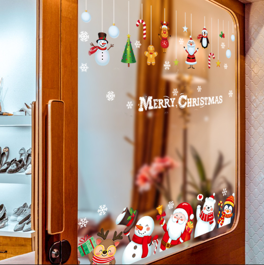 Decal trang trí Noel - Những người bạn nghiêng người chào