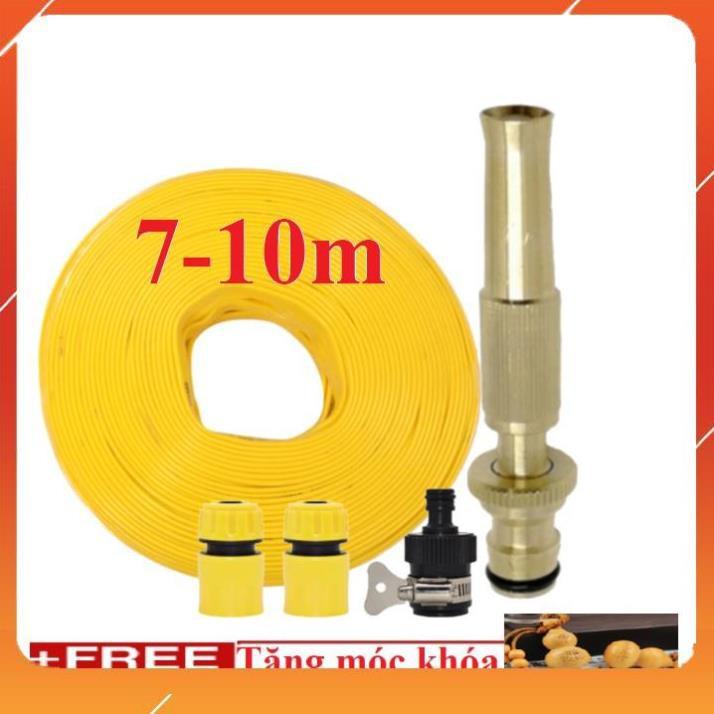 Bộ dây vòi xịt nước rửa xe, tưới cây . tăng áp 3 lần, loại 7m, 10m 206587 cút sập+
