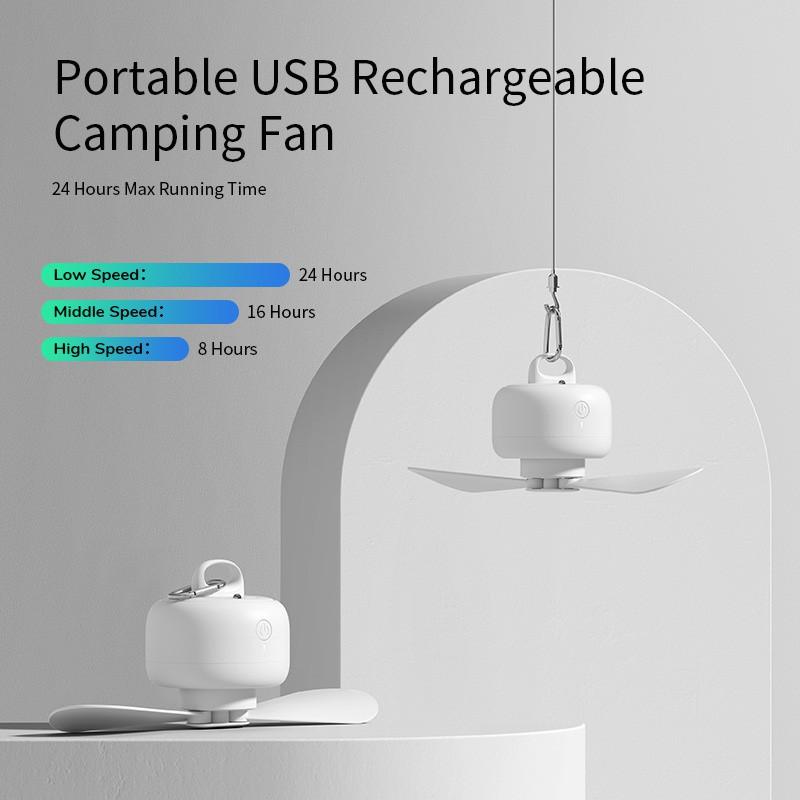 JISULIFE Quạt trần di động siêu nhẹ có điều khiển từ xa và cổng sạc USB để cắm trại-Hàng chính hãng