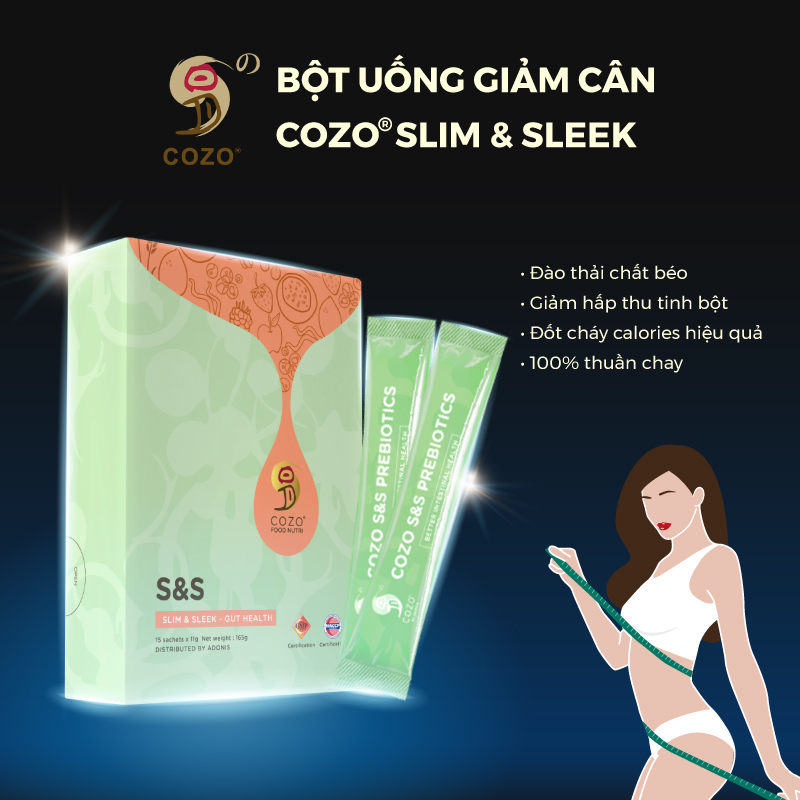 Bột Hỗ Trợ Kiểm Soát Cân Nặng, Phân Hủy Chất Béo Cozo Slim Sleek, Chống Phản Ứng Đường Hóa, Giúp Cơ Thể Thải Độc, Da Đẹp Dáng Xinh