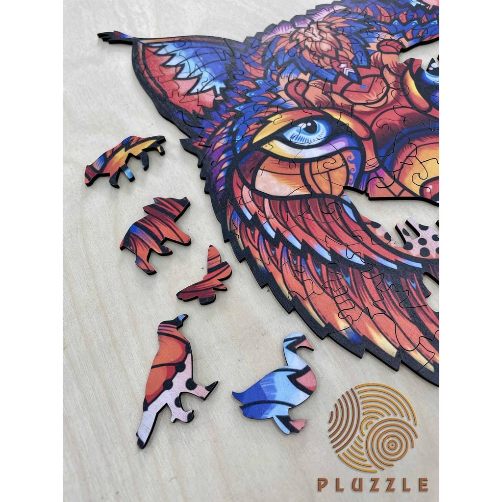 PLUZZLE Bộ xếp hình gỗ đồ chơi puzzle ghép hình con vật độc đáo - Con Linh Miêu đỏ – PZ029