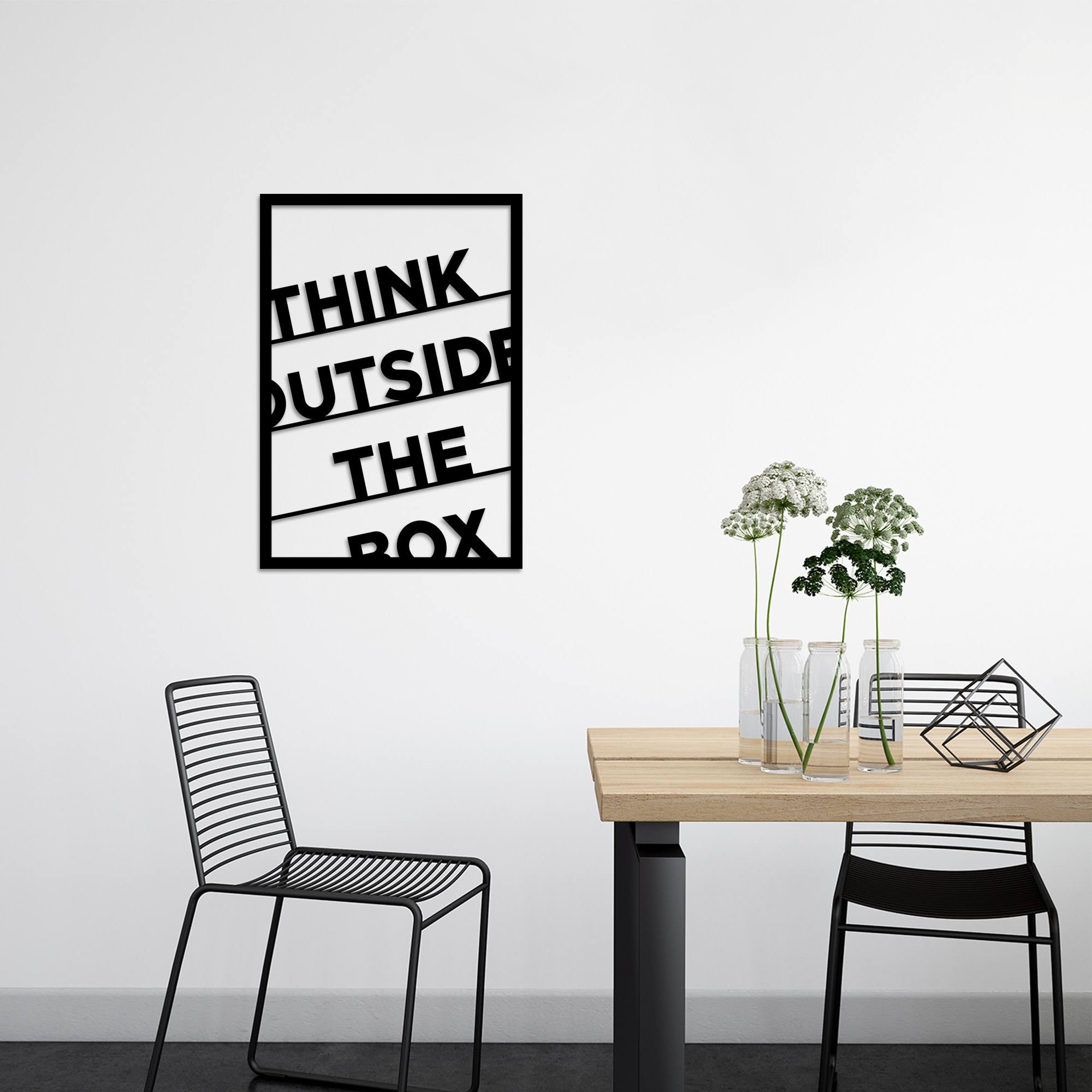 Decal cao cấp trang trí văn phòng chữ tiếng anh truyền cảm hứng "Think Outside the box" mẫu số 2