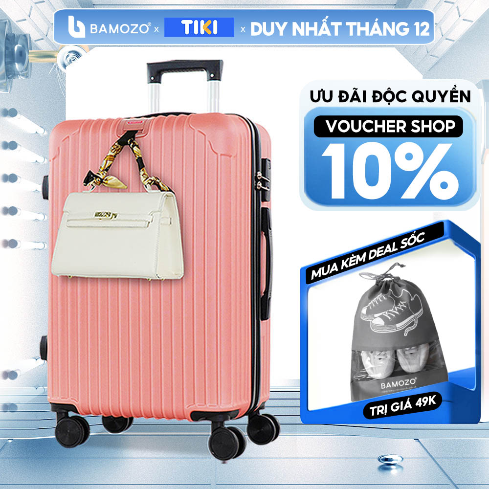 Vali Du Lịch Bamozo 8801 Vali Kéo Nhựa Được Bảo Hành 5 Năm - Vàng Hồng - Size 20