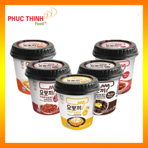 Combo Full 5 vị: Phomai, Siêu cay, Cay ngọt, Tương đen, Bơ hành - Bánh gạo Hàn Quốc Yopokki dạng cốc