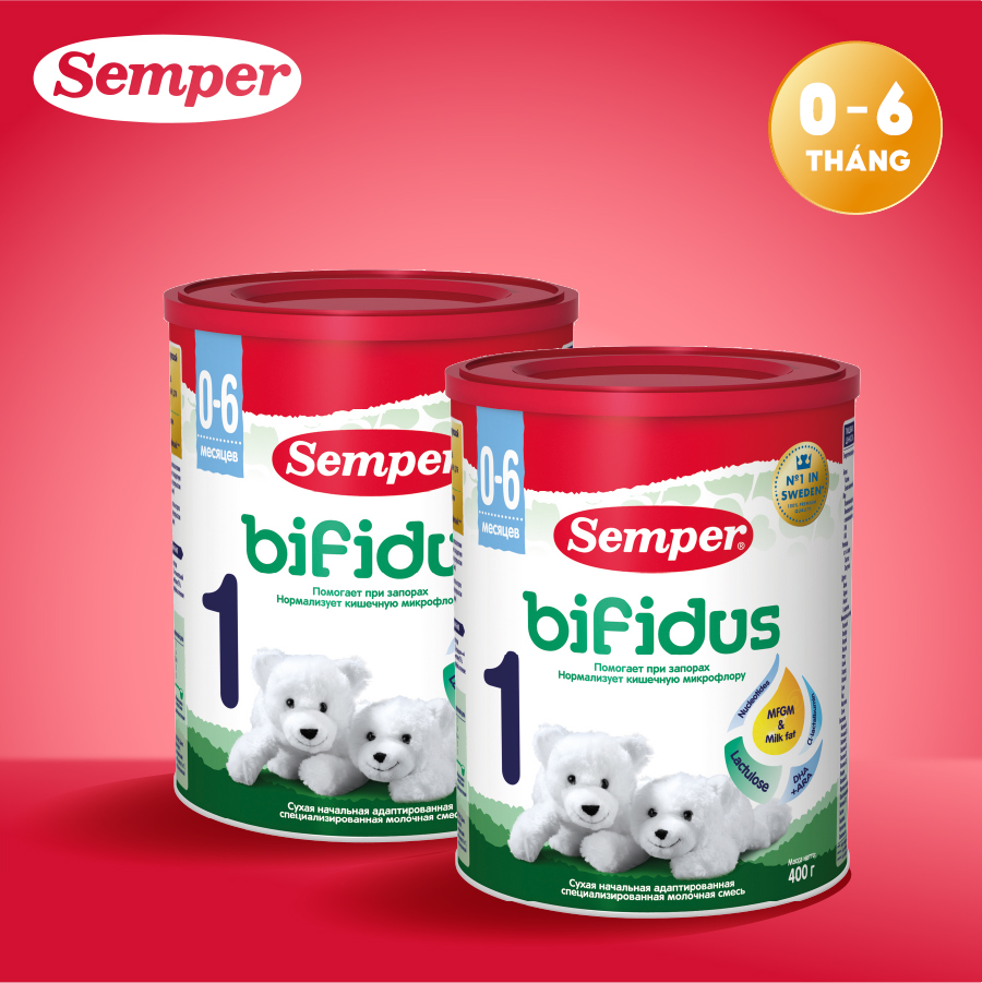 Combo 2 Sữa bột công thức Semper Bifidus số 1 400g/hộp