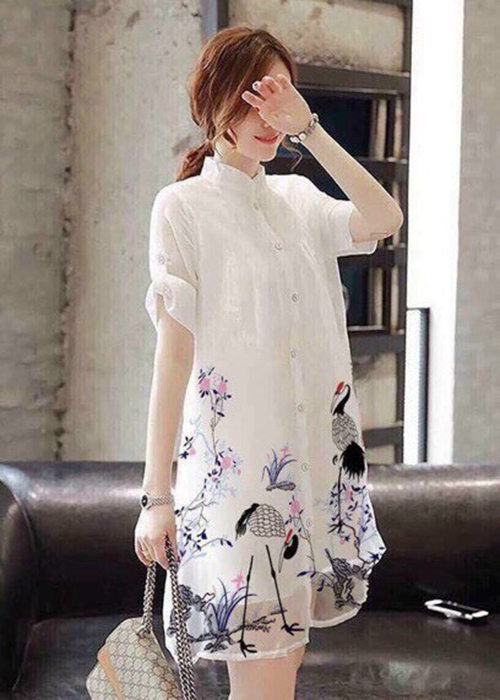 Đầm Voan Suông 2 Lớp In Họa Tiết Thời Trang