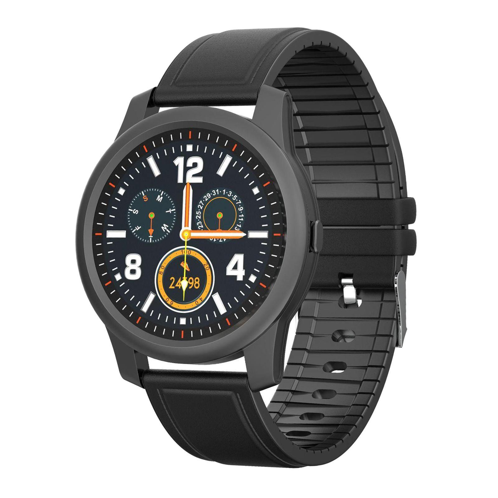 1.28inch F12 Bluetooth 5.0 Fitness Tracker Smart Watch Black silicone strap