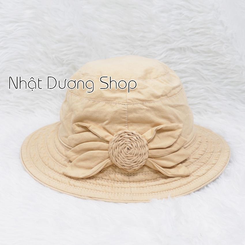 Nón Bo nữ vành rộng 7cm, hoa 8 cánh, nhị to - chất liệu vải cotton đẹp thích hợp cho chị em phụ nữ.